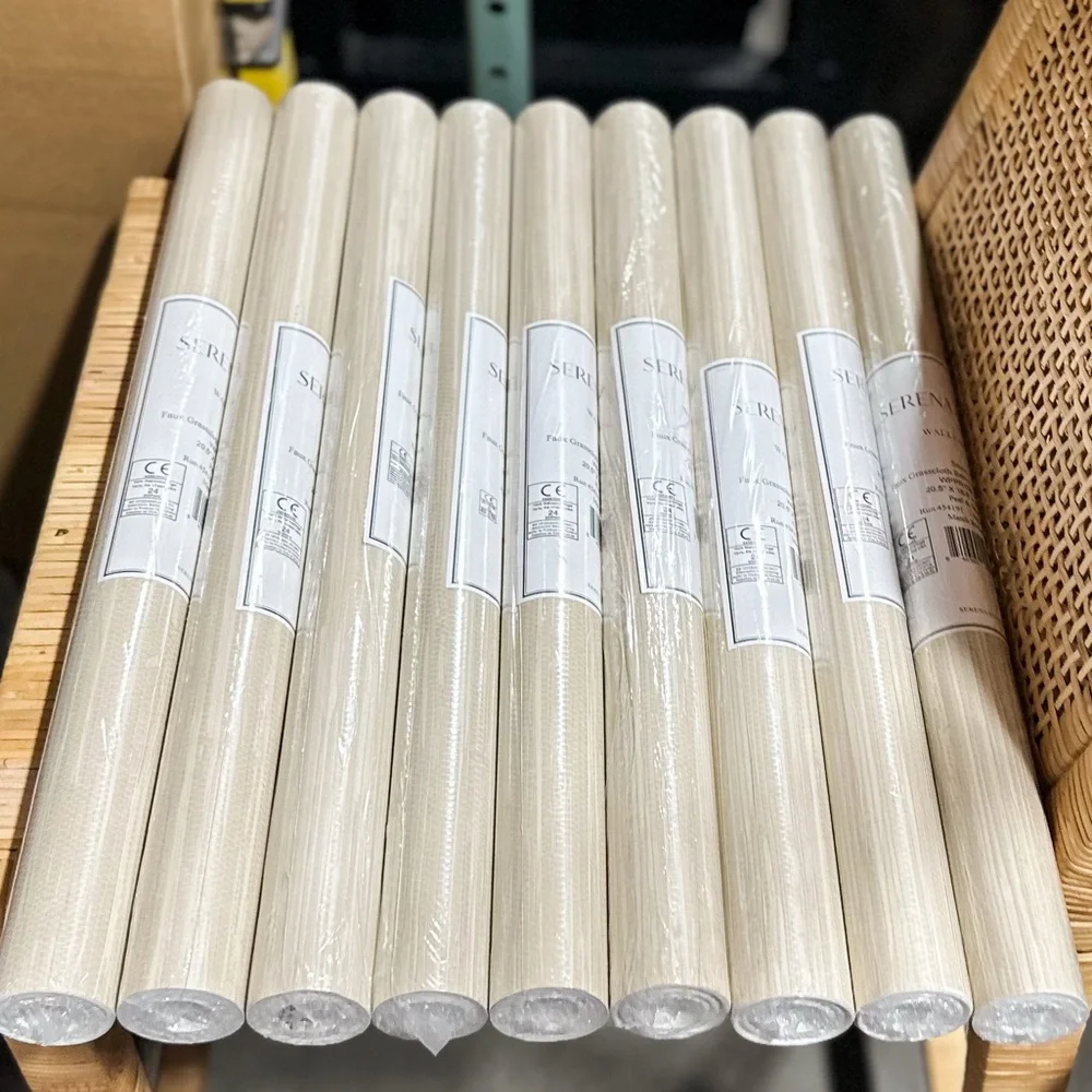 NEW Serena & Lily Faux Grasscloth Removable Wallpaper-Stone Beige